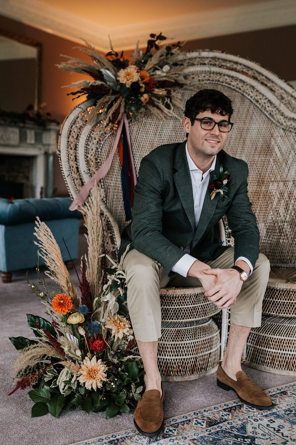 Lordington Park Wedding Ideas Lucy Davis Photography Groom Suit Tweed Jacket Chinos Open Collar
