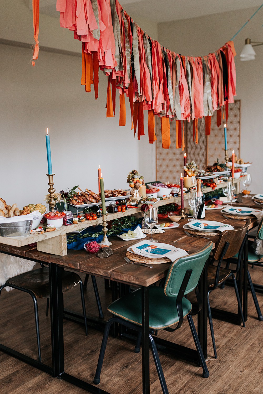 Lordington Park Wedding Ideas Lucy Davis Photography Rustic Wooden Table Flowers Candles Streamer Bunting Decor