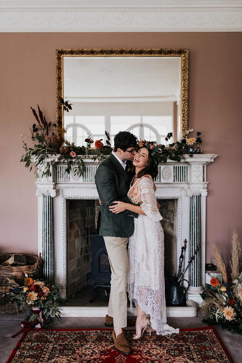 Lordington Park Wedding Ideas Lucy Davis Photography Fireplace Mantle Piece Flowers