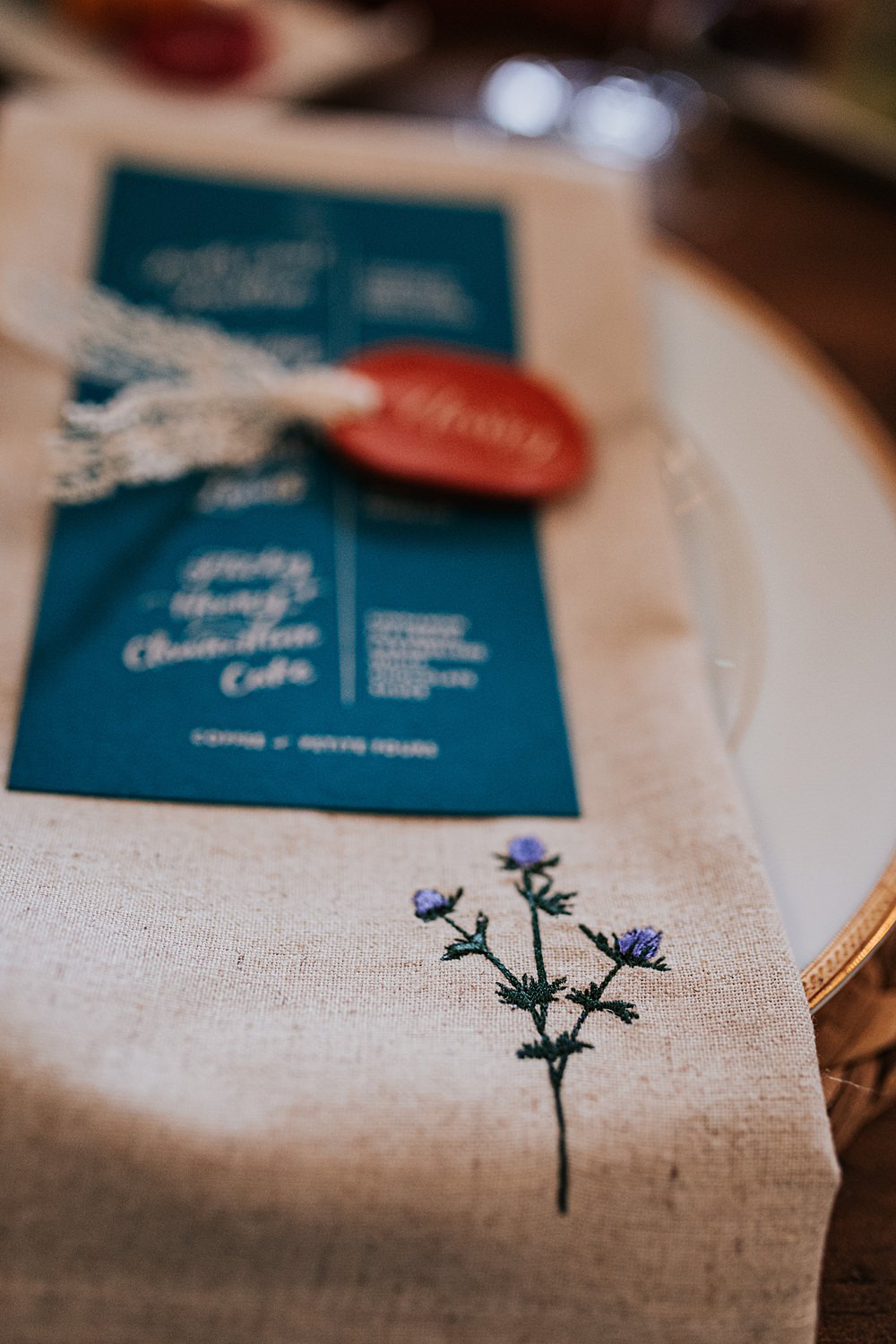 Lordington Park Wedding Ideas Lucy Davis Photography Flower Embroidered Napkin