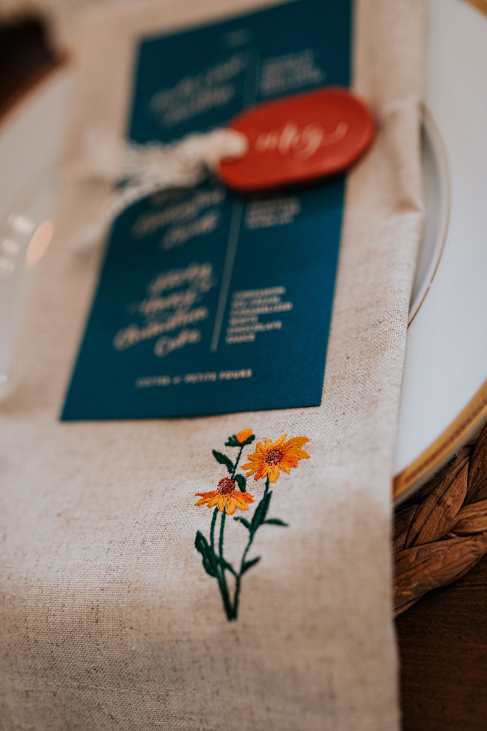 Lordington Park Wedding Ideas Lucy Davis Photography Flower Embroidered Napkin
