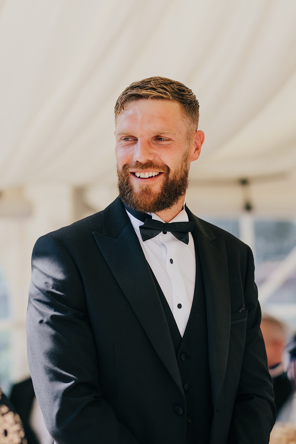 Personal Back Garden Wedding Emma Mcnair Photography Groom Tuxedo Suit Bow Tie