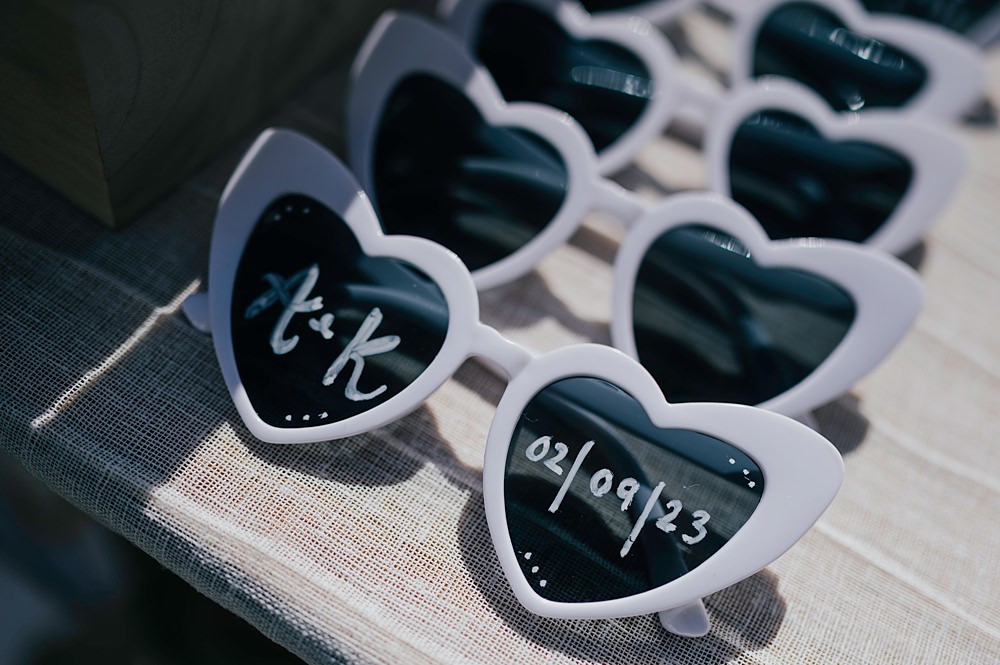 Personal Back Garden Wedding Emma Mcnair Photography Sunglasses Heart Favours