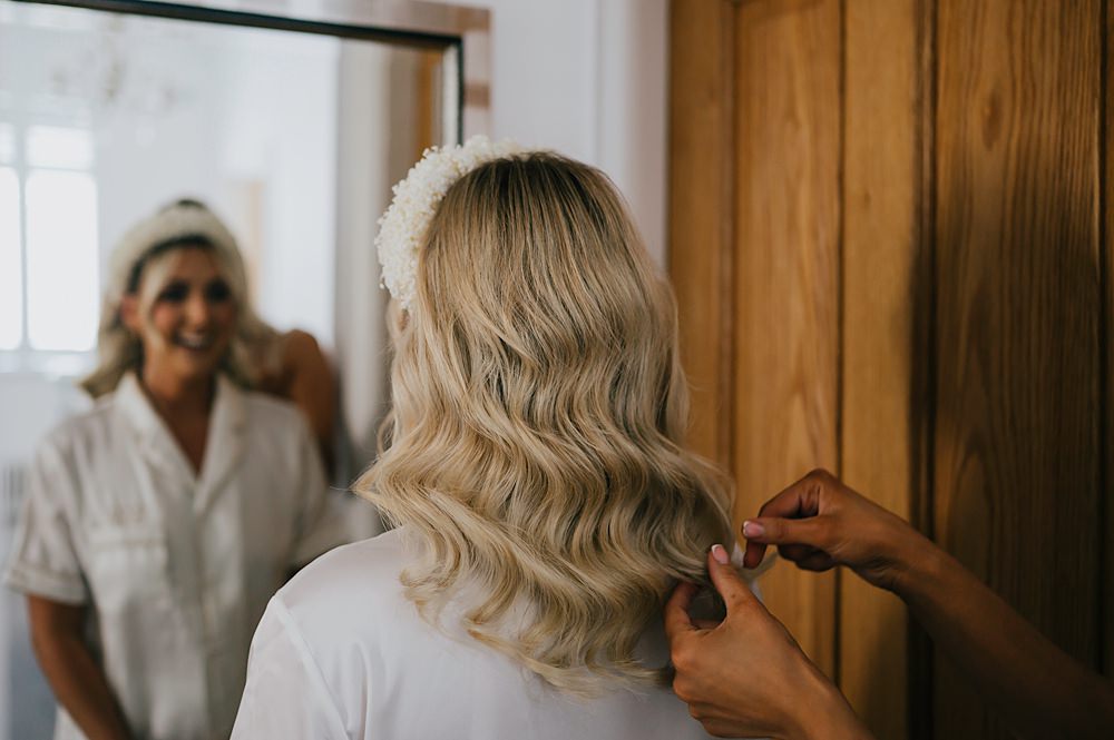 Personal Back Garden Wedding Emma Mcnair Photography Bride Bob Short Hair Waves Hairband
