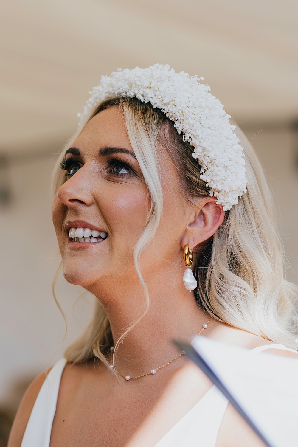 Personal Back Garden Wedding Emma Mcnair Photography Bride Bob Short Hair Waves Hairband
