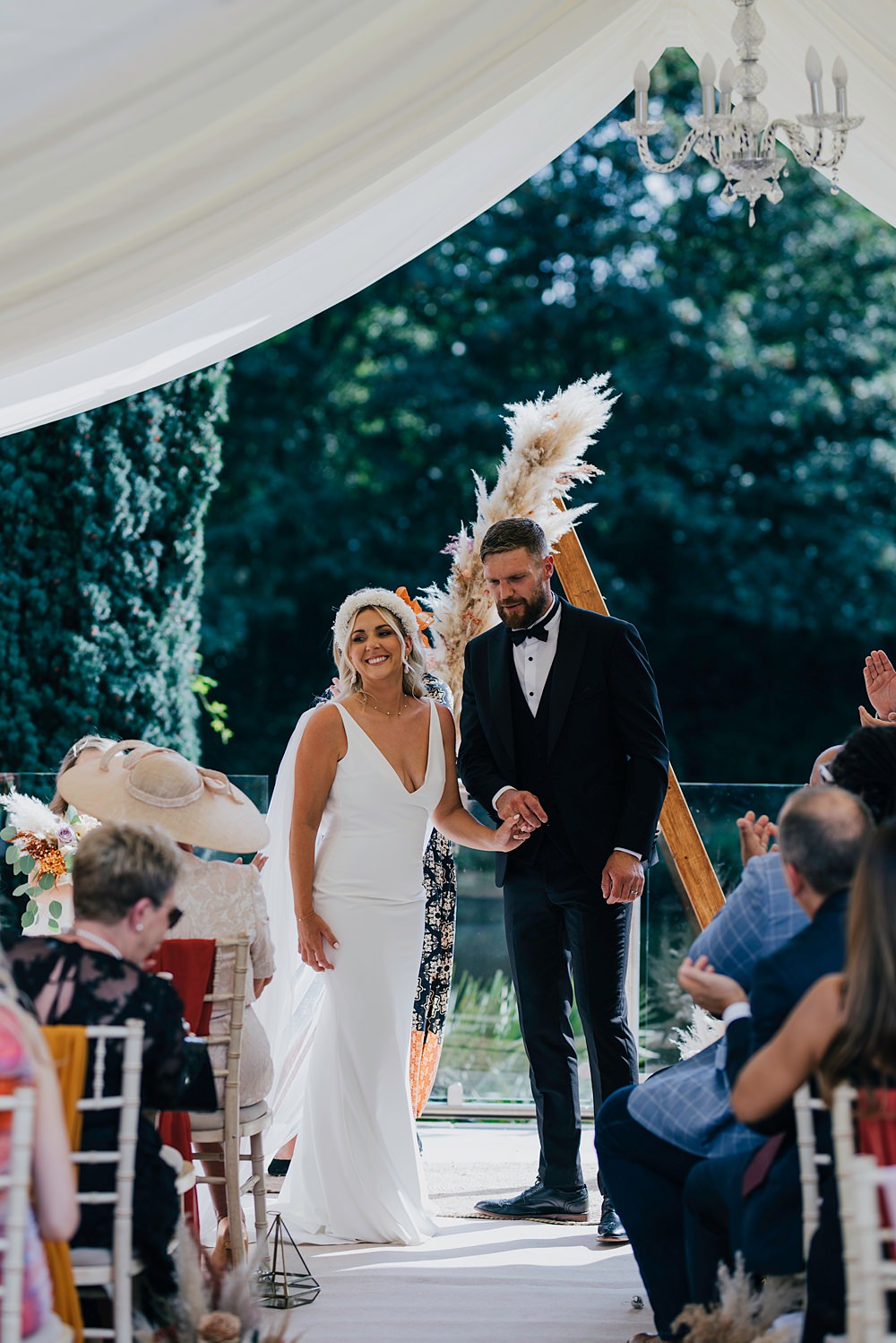 Personal Back Garden Wedding Emma Mcnair Photography Marquee Tent Ceremony Triangle Arch Flowers