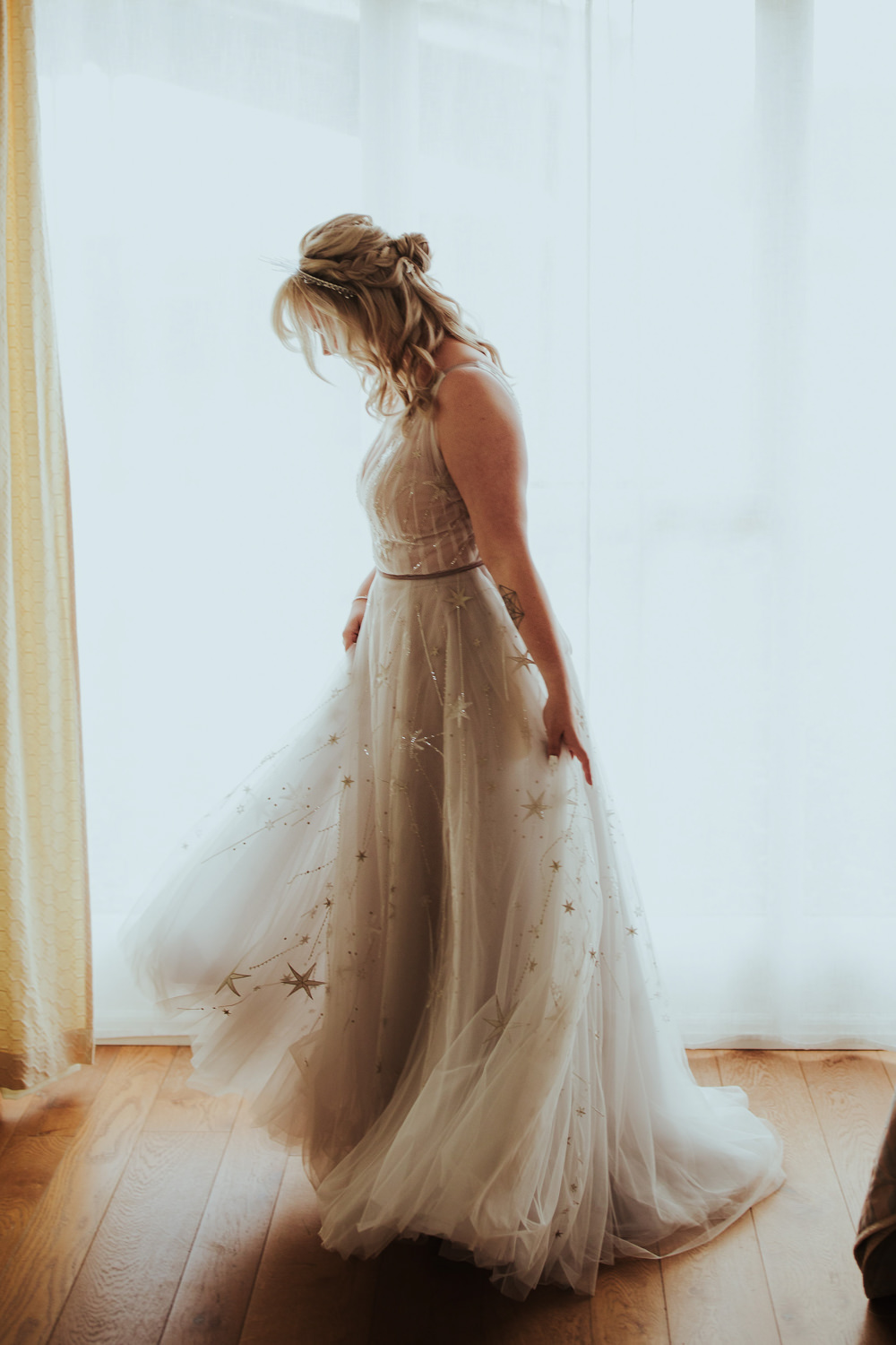 Starry Wedding Steven Haddock Photographer Celestial Star Bridal Dress Watters