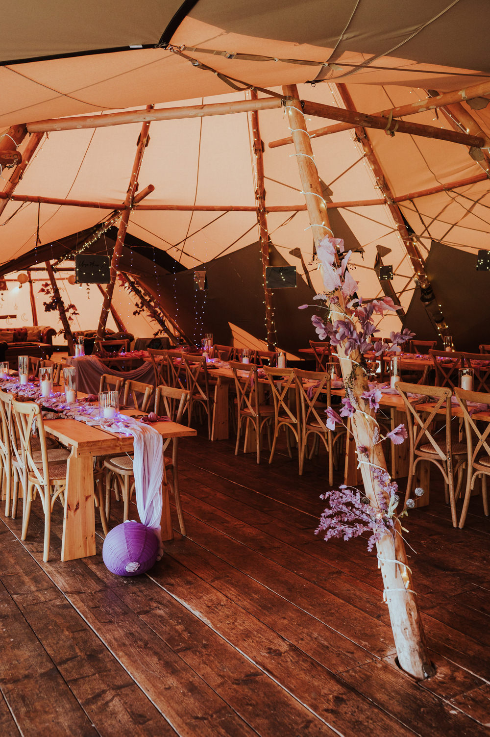 Starry Wedding Steven Haddock Photographer Tipi Decor Fairy Lights Lilac