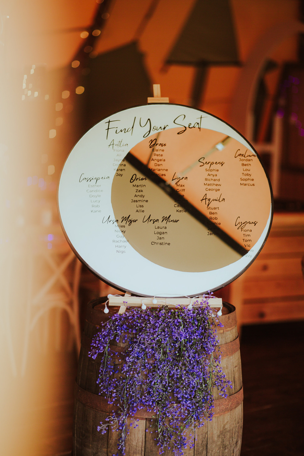 Starry Wedding Steven Haddock Photographer Moon Mirror Table Plan