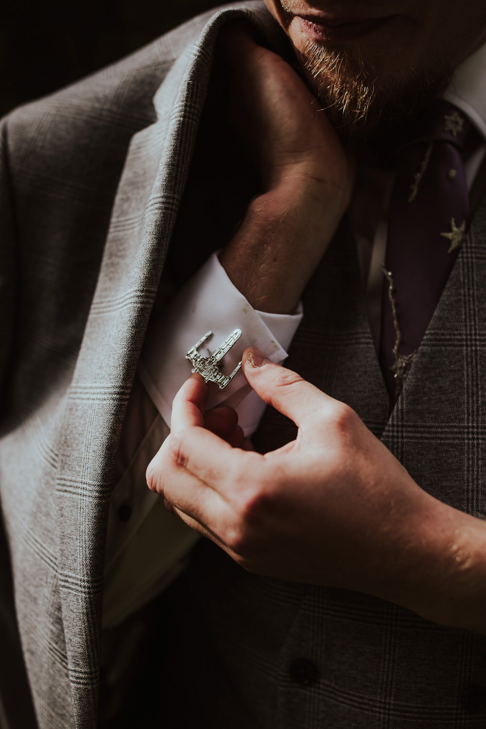 Starry Wedding Steven Haddock Photographer Groom Starwars Cufflinks
