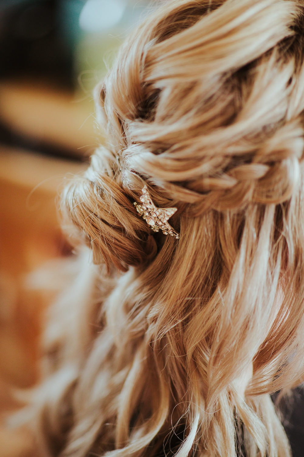 Starry Wedding Steven Haddock Photographer Bride Hairstyle Half Up Down Braid Plait Star Pin