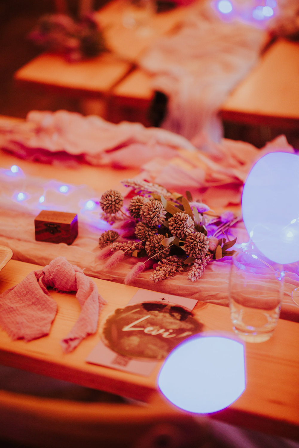 Starry Wedding Steven Haddock Photographer Moon Place Name Flowers Lilac Decor Runner