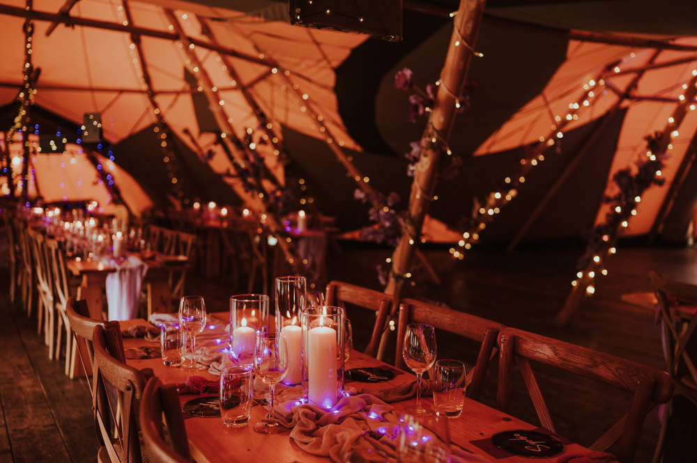 Starry Wedding Steven Haddock Photographer Tipi Decor Fairy Lights Lilac