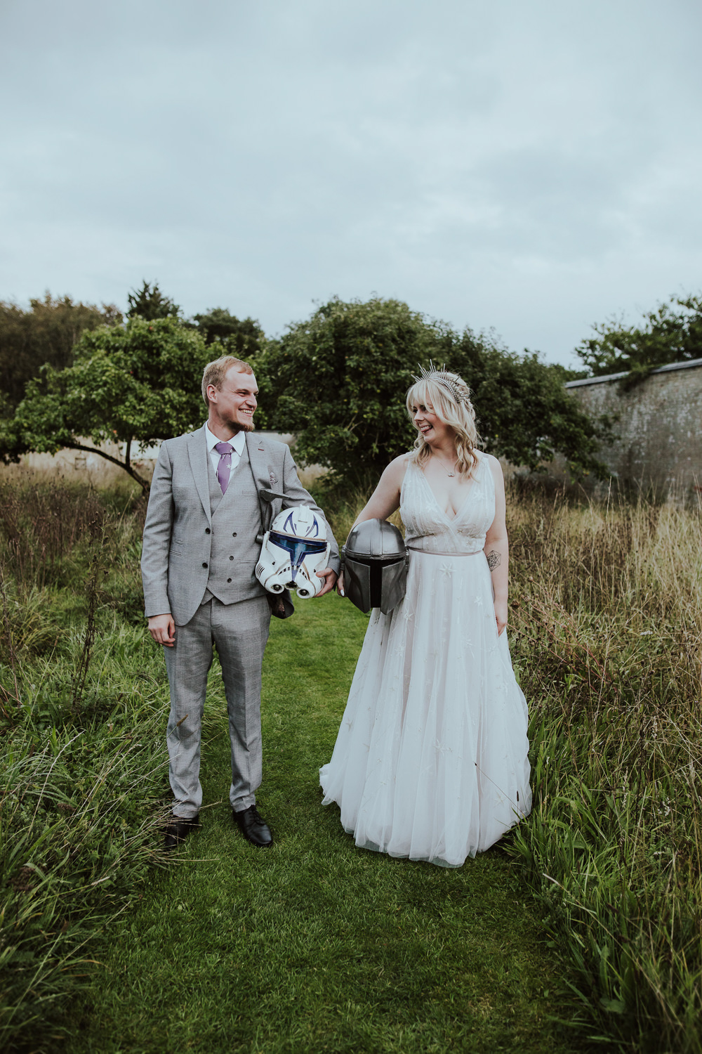 Starry Wedding Steven Haddock Photographer Star Wars Helmets Bride Groom