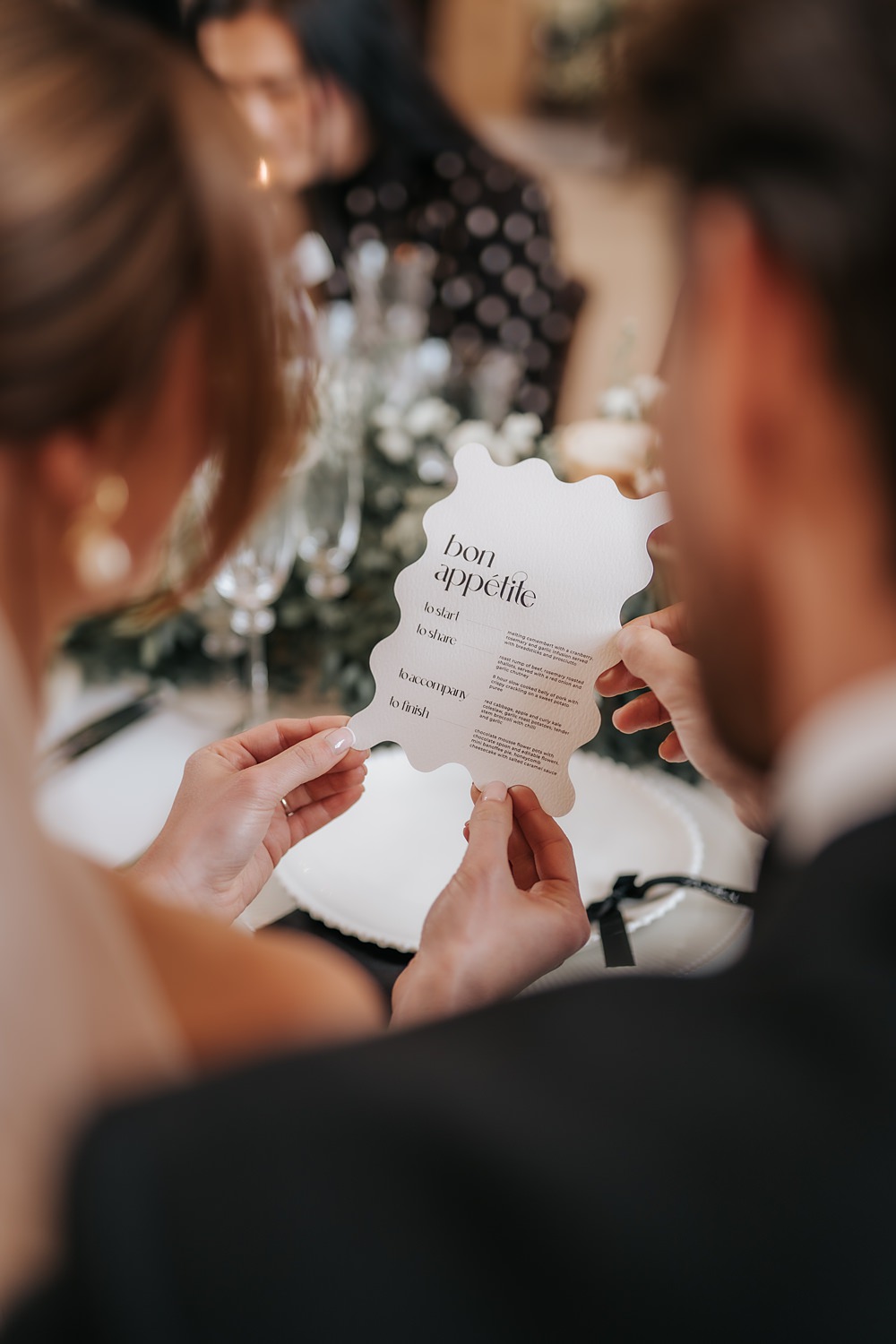 Chic Monochrome Wedding Inspiration Emma Collyer Photography Menu Card