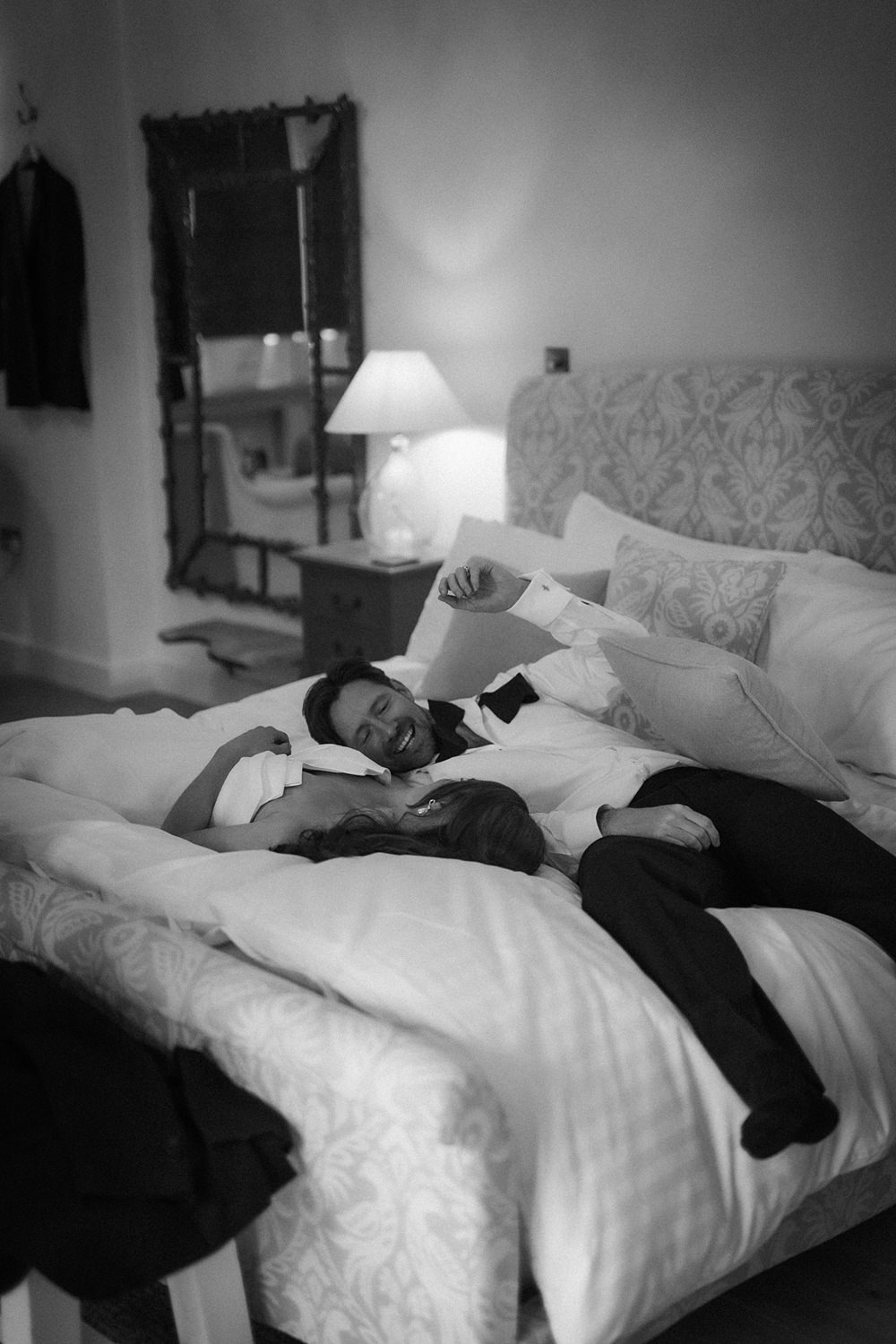 Chic Monochrome Wedding Inspiration Emma Collyer Photography Bride Groom Bedroom