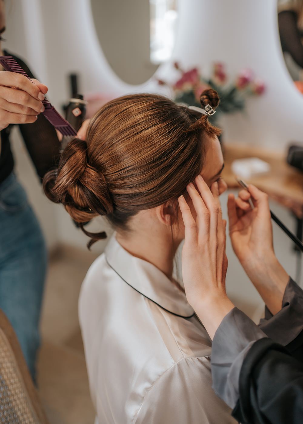 Chic Monochrome Wedding Inspiration Emma Collyer Photography Bride Hairstyle Up Do Chignon