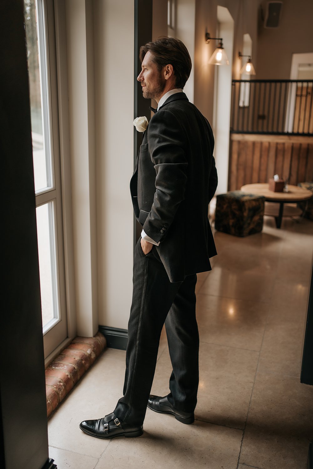Chic Monochrome Wedding Inspiration Emma Collyer Photography Groom Tuxedo Suit Black Bow Tie
