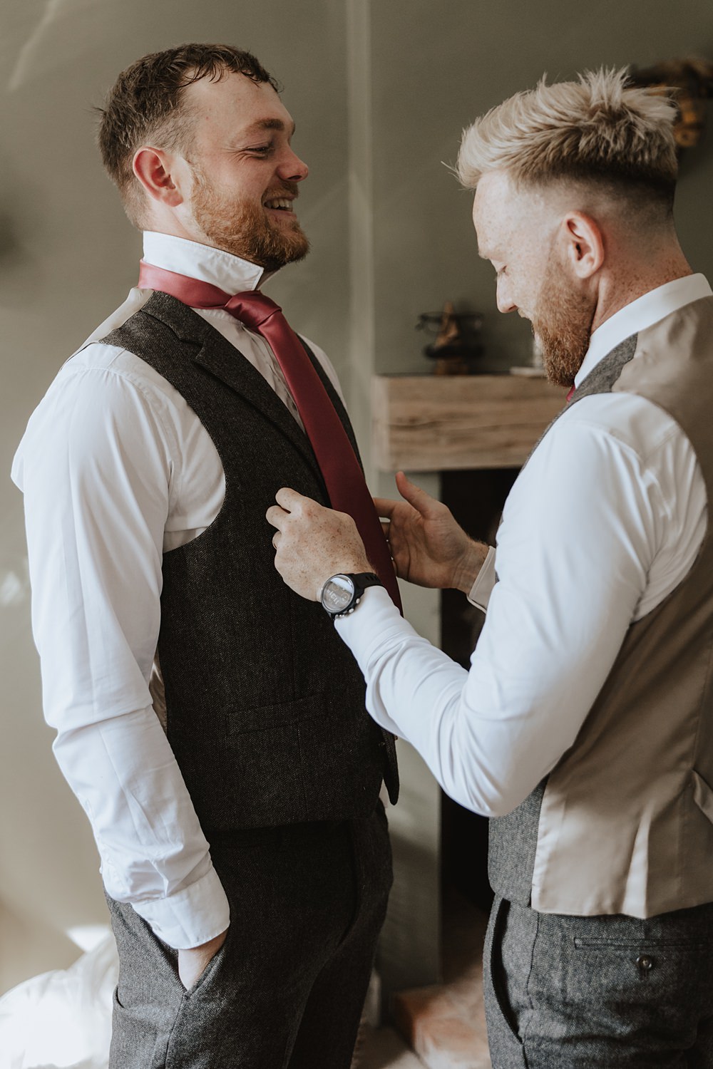 Church Tipi Wedding Charlotte Wotton Photography Groom Suit Pink Tie Waistcoat