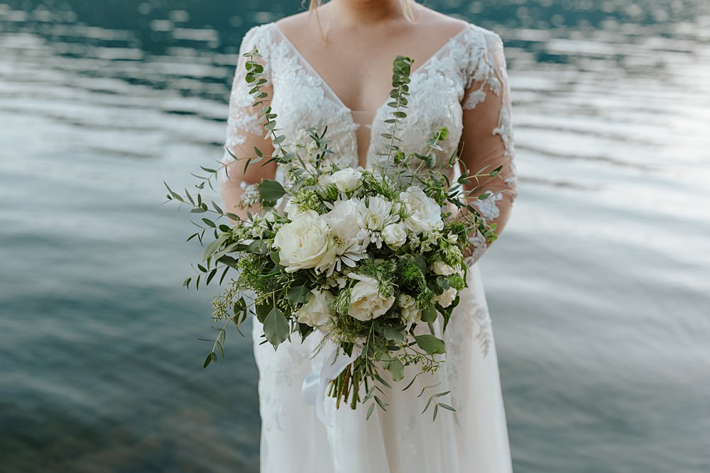 Fern Acres Forks Wedding Brianna Parks Photography Bouquet Flowers Bride White Greenery