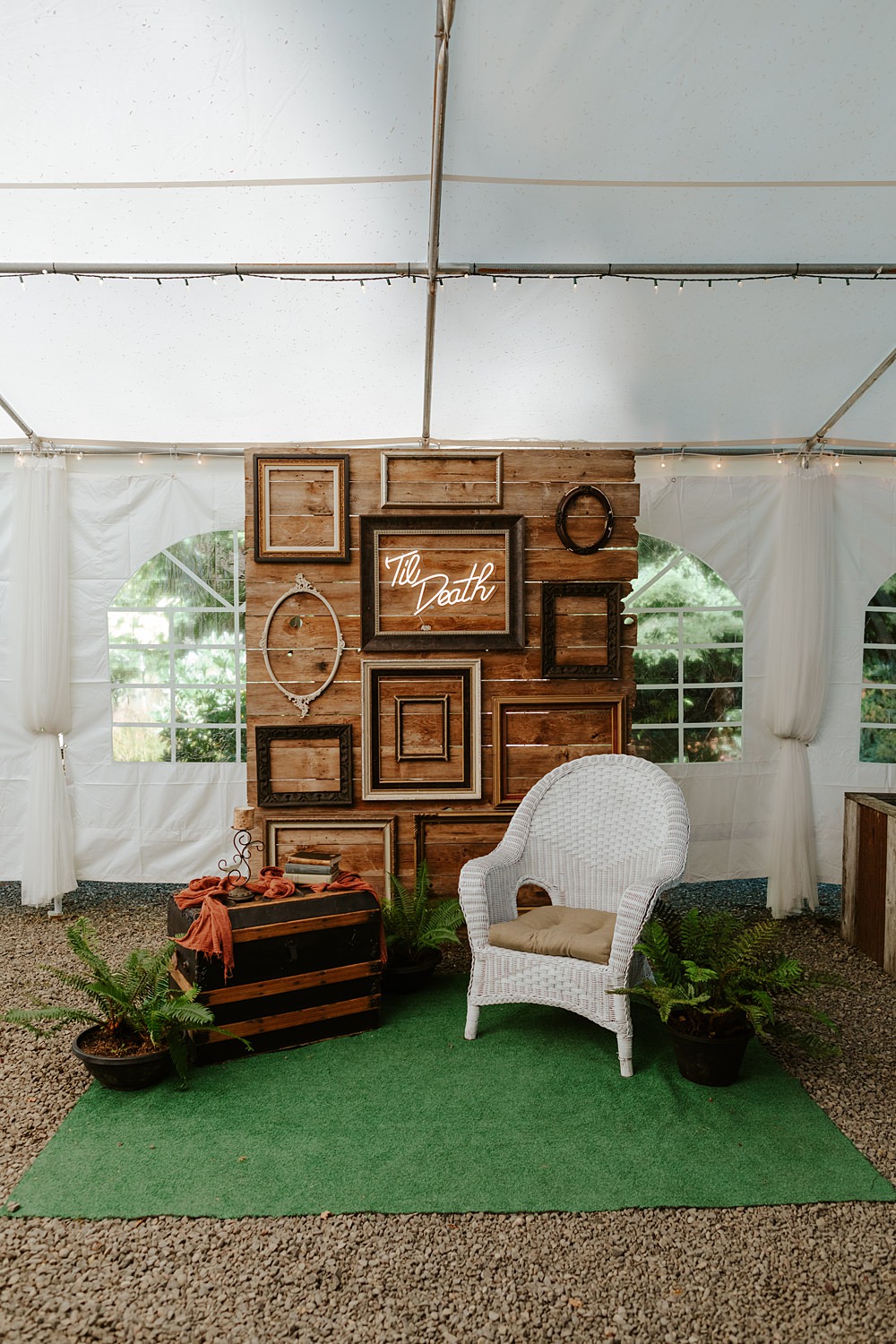 Fern Acres Forks Wedding Brianna Parks Photography Photo Booth Backdrop Wall