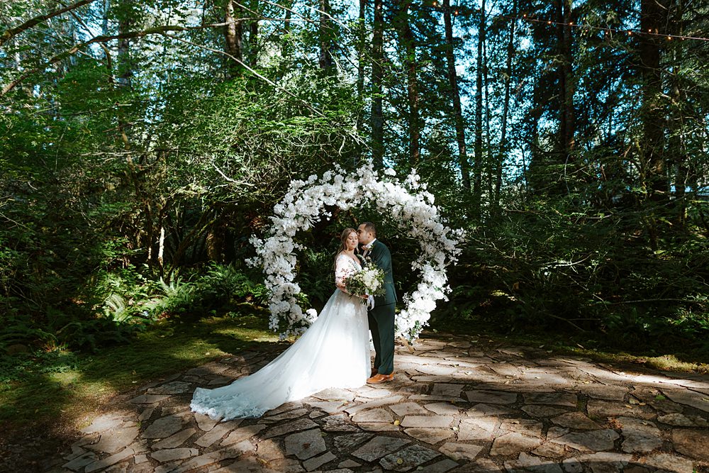 Fern Acres Forks Wedding Brianna Parks Photography Hoop Flower Backdrop Woodland Ceremony Forest