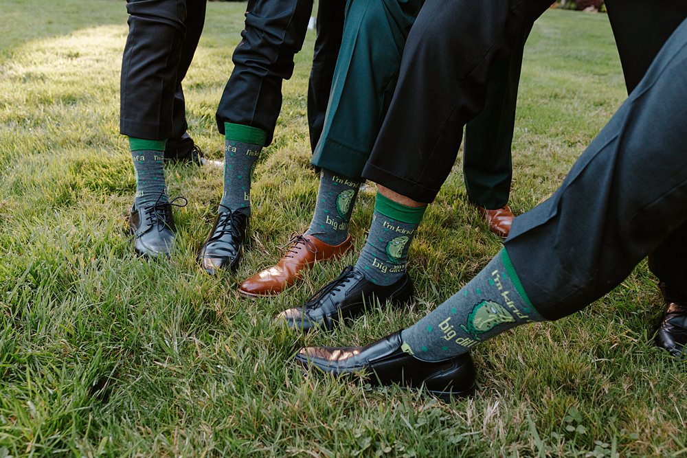 Fern Acres Forks Wedding Brianna Parks Photography Groom Groomsmen Socks