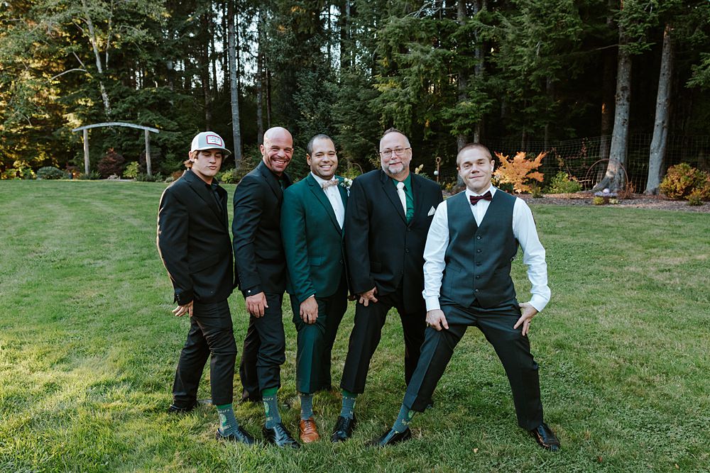 Fern Acres Forks Wedding Brianna Parks Photography Groom Groomsmen Mismatched Suits