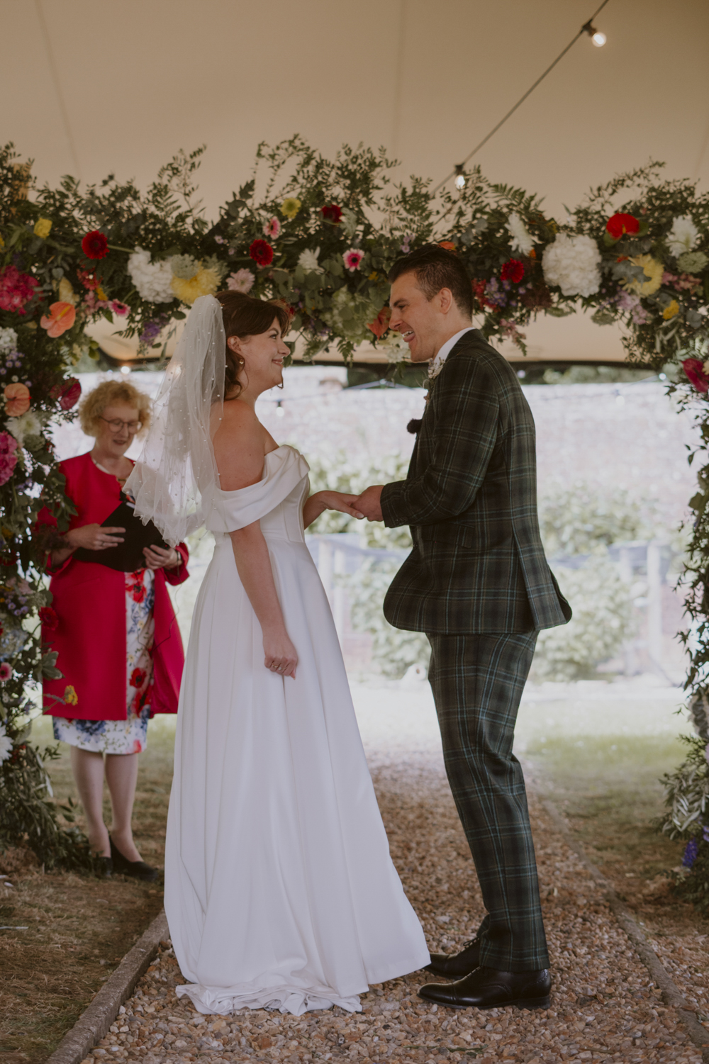 Highden Estate Wedding Sasha Weddings Colourful Flower Arch Ceremony