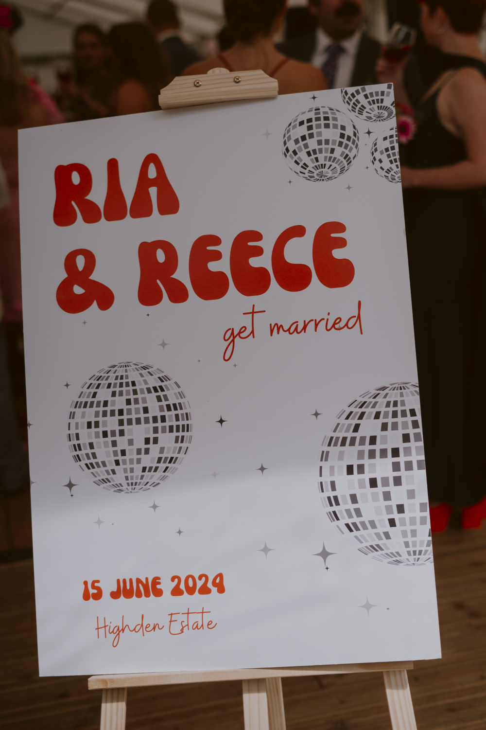 Highden Estate Wedding Sasha Weddings Disco Ball Welcome Sign
