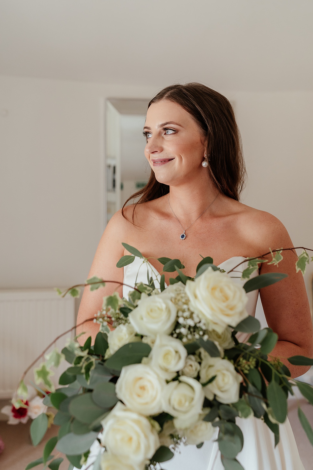 Longstowe Hall Wedding By Emma Olivia Photography Bride Bouquet Flowers Greenery White Rose
