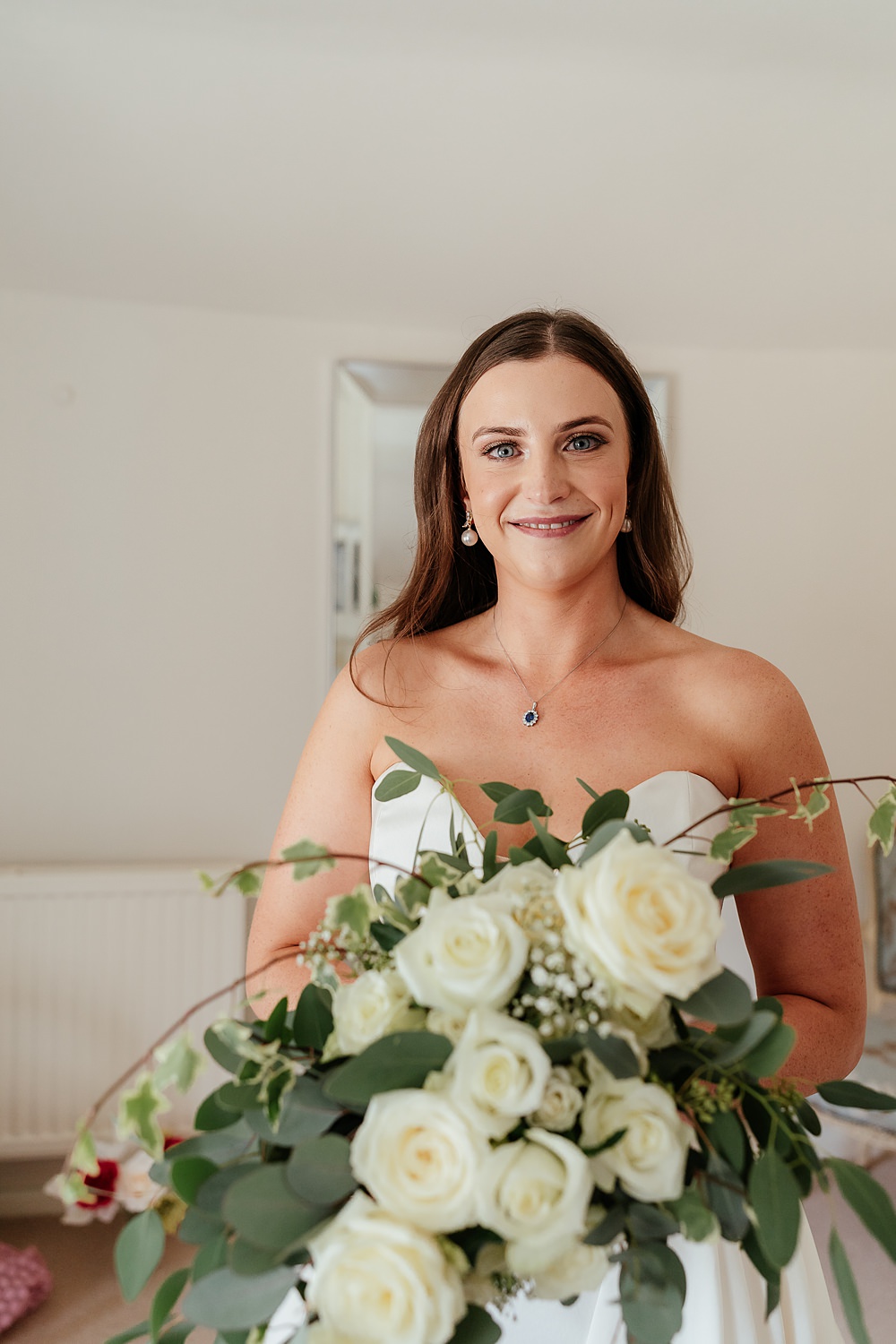 Longstowe Hall Wedding By Emma Olivia Photography Bride Bouquet Flowers Greenery White Rose
