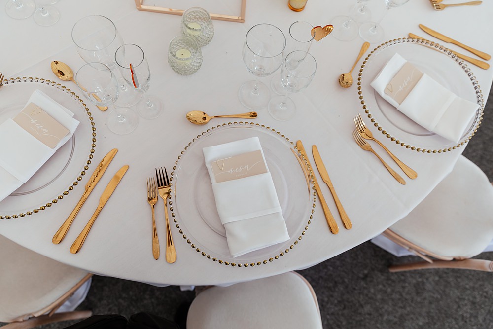 Longstowe Hall Wedding By Emma Olivia Photography Place Setting Gold Cutlery