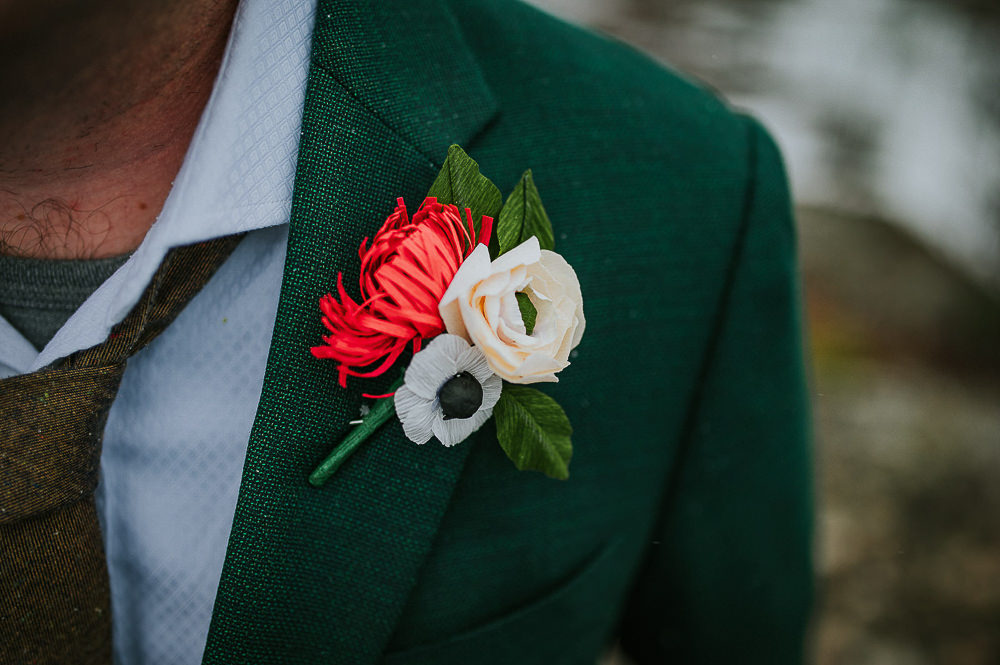 Northern Lights Elopement TS Foto Design Groom Buttonhole Flowers