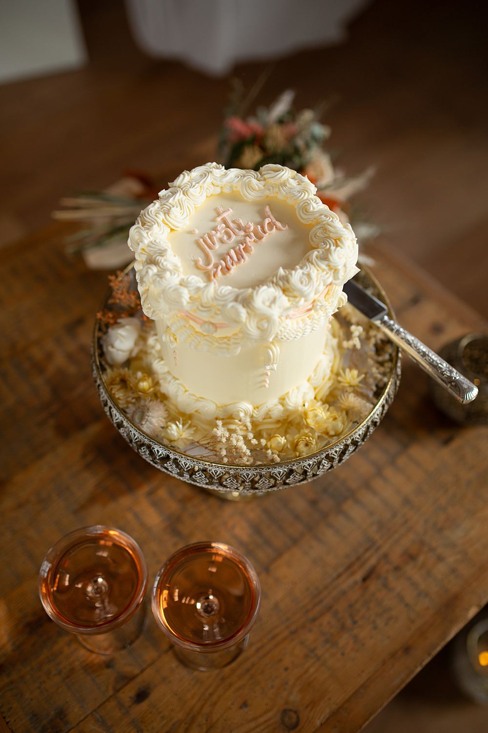 Roller Disco Wedding Ideas Heather Winstanley Photography Retro Iced Single Tier Cake Cream Blush
