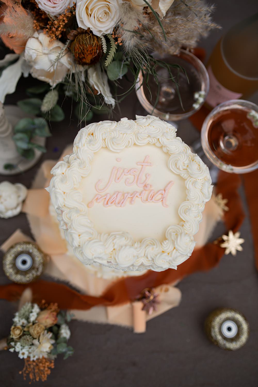 Roller Disco Wedding Ideas Heather Winstanley Photography Retro Iced Single Tier Cake Cream Blush