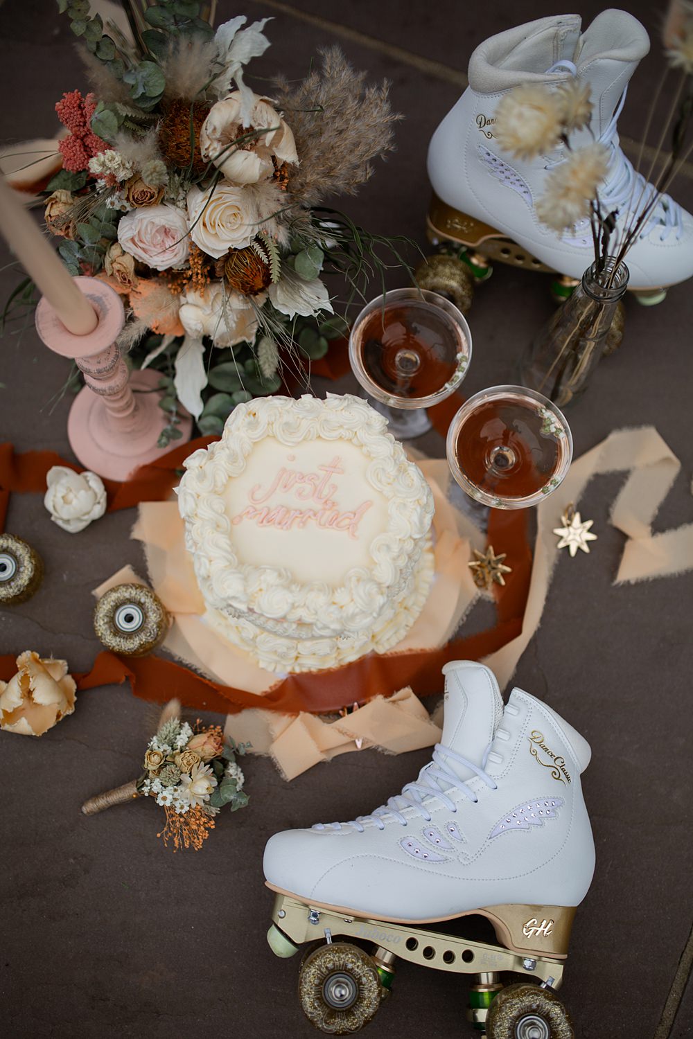 Roller Disco Wedding Ideas Heather Winstanley Photography Retro Iced Single Tier Cake Cream Blush