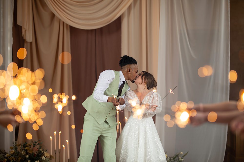 Roller Disco Wedding Ideas Heather Winstanley Photography Sparklers Bride Groom