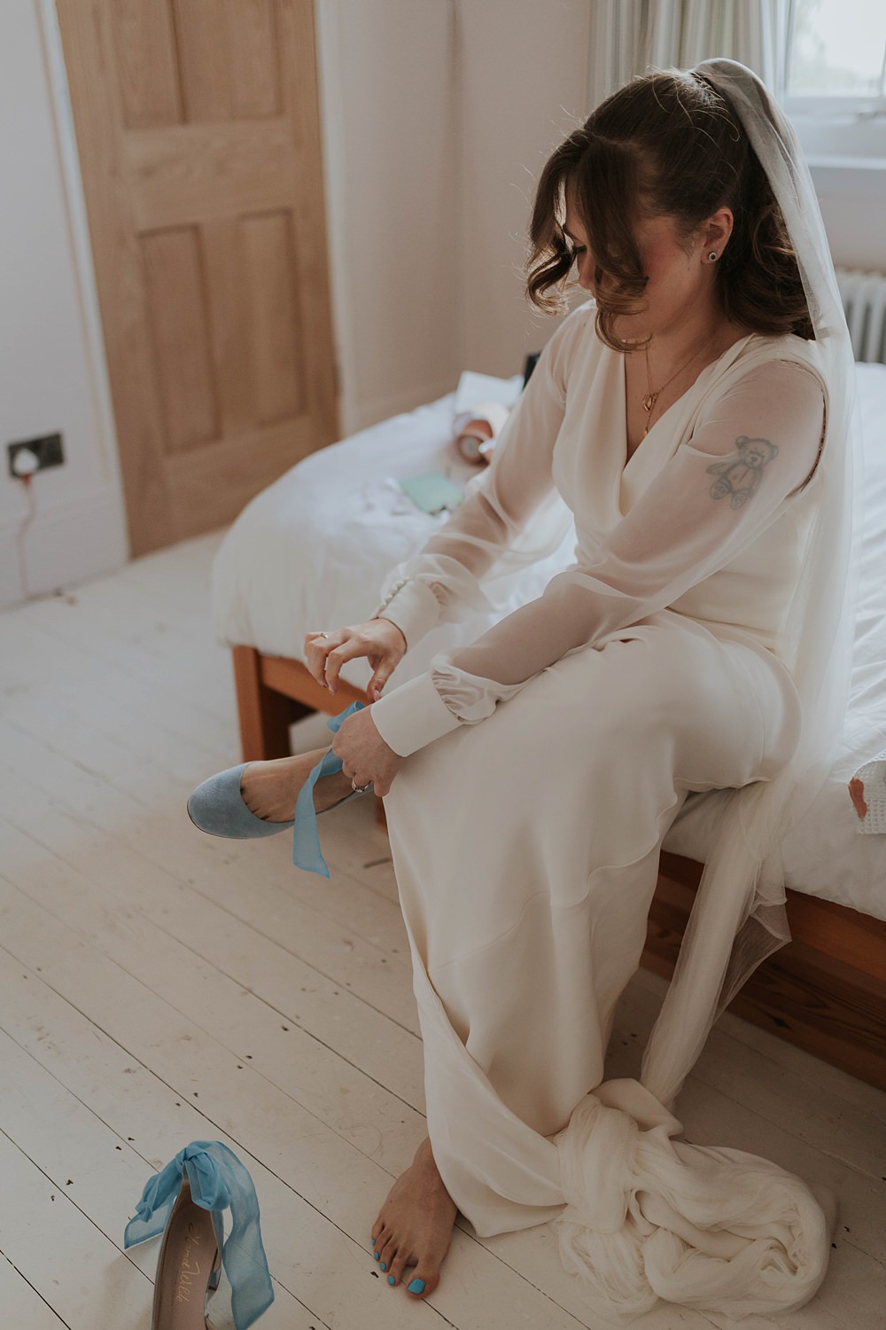 The Hackney Co Wedding Grace Pham Photography Silk Bridal Gown Long Sleeve Train Veil