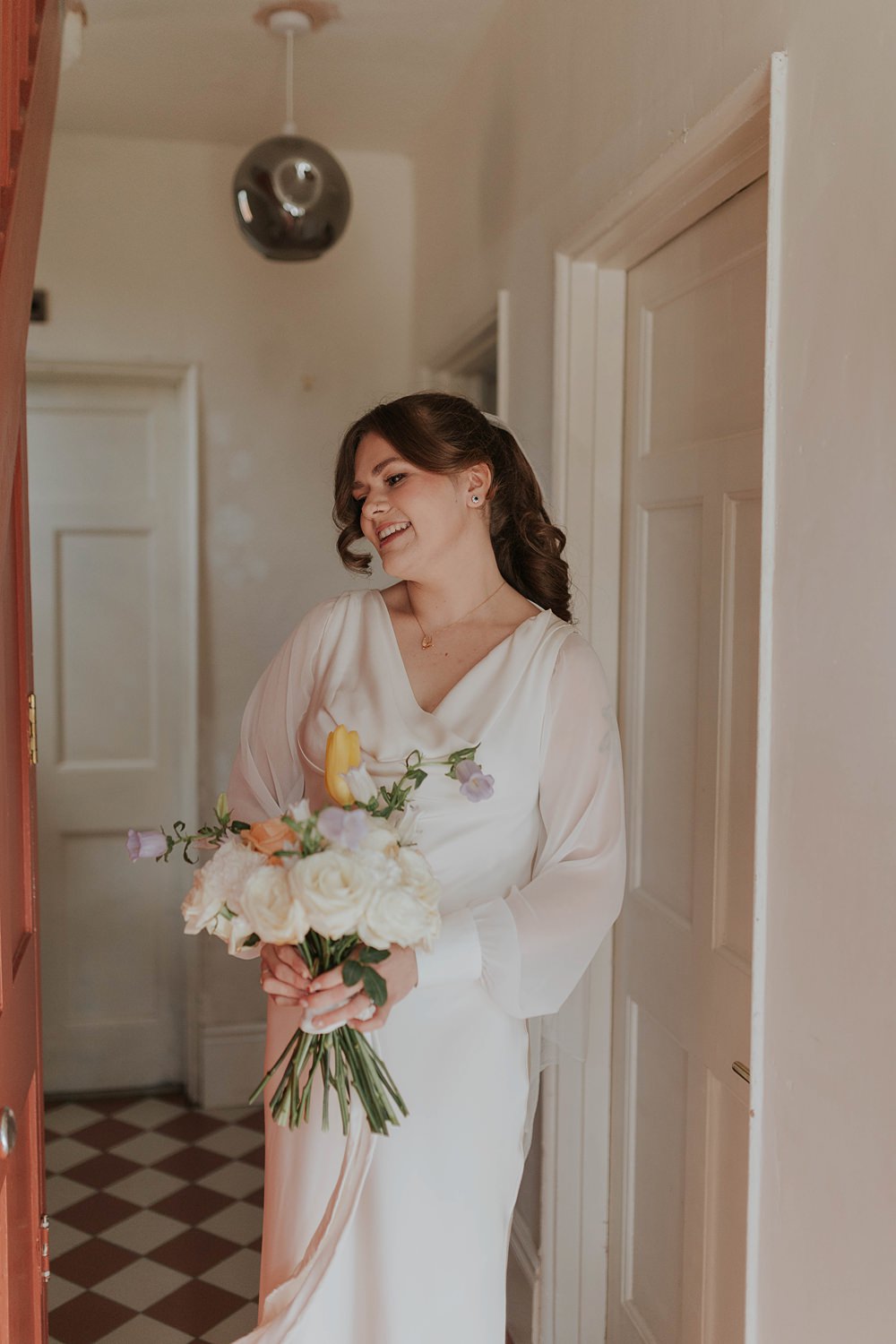 The Hackney Co Wedding Grace Pham Photography Silk Bridal Gown Long Sleeve Train Veil