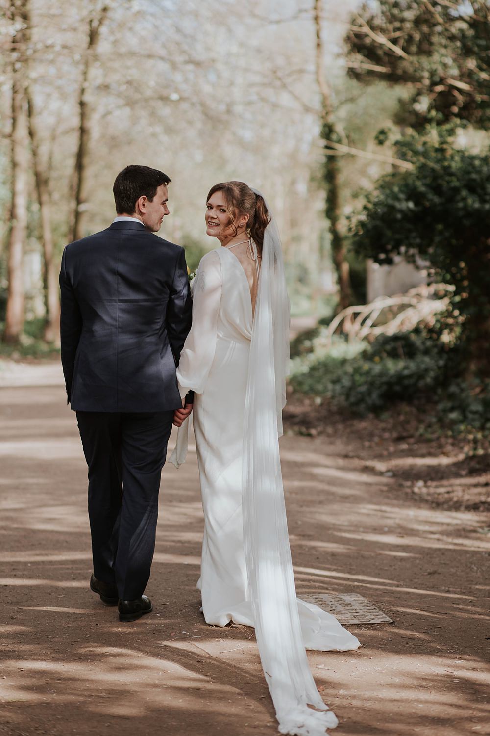 The Hackney Co Wedding Grace Pham Photography Silk Bridal Gown Long Sleeve Train Veil