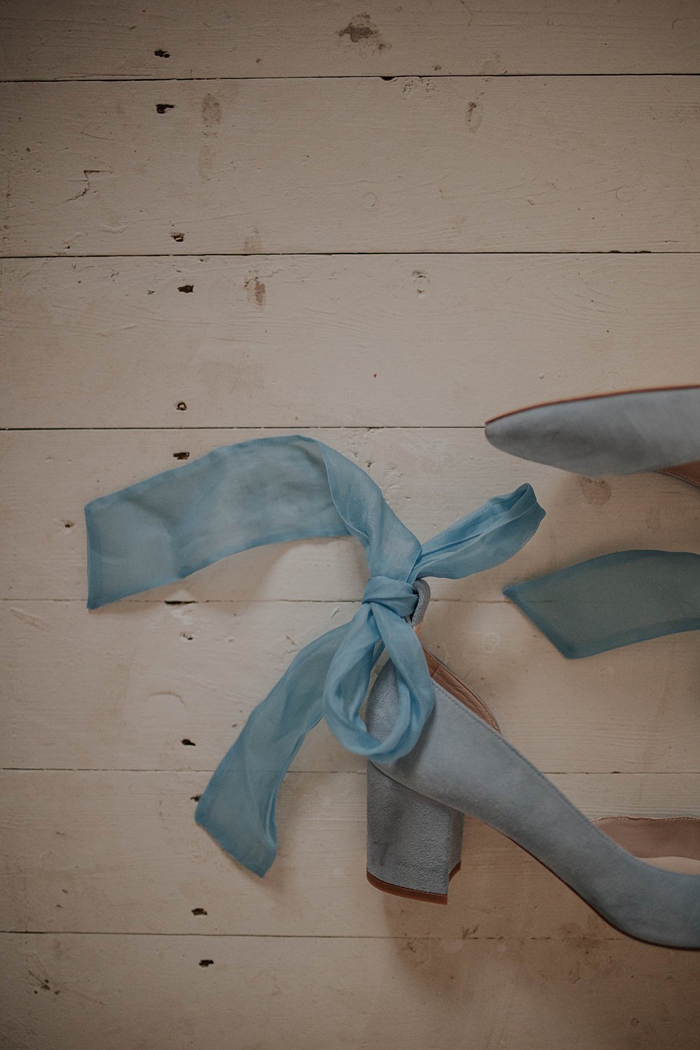 The Hackney Co Wedding Grace Pham Photography Bridal Shoes Blue Bow Ribbon