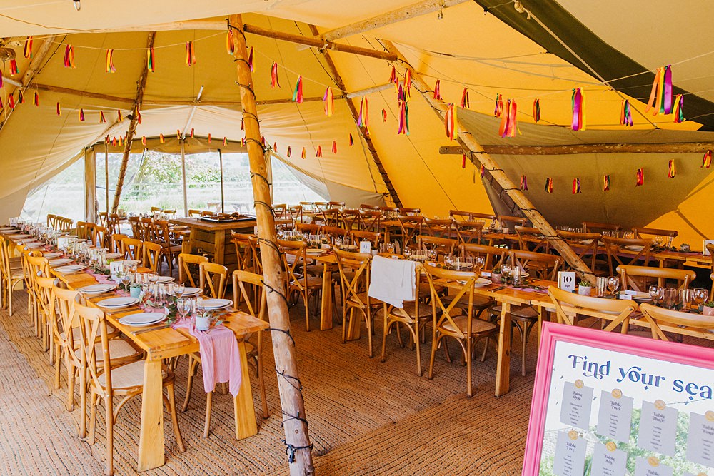 Colourful DIY Tipi Garden Wedding Lily North Photography Decor Ribbon Bunting