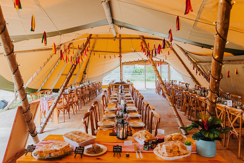 Colourful DIY Tipi Garden Wedding Lily North Photography Ribbon Bunting Decor