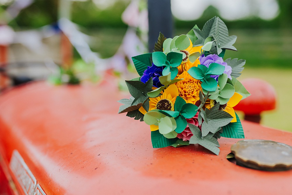 Colourful DIY Tipi Garden Wedding Lily North Photography Paper Flower Bouquet