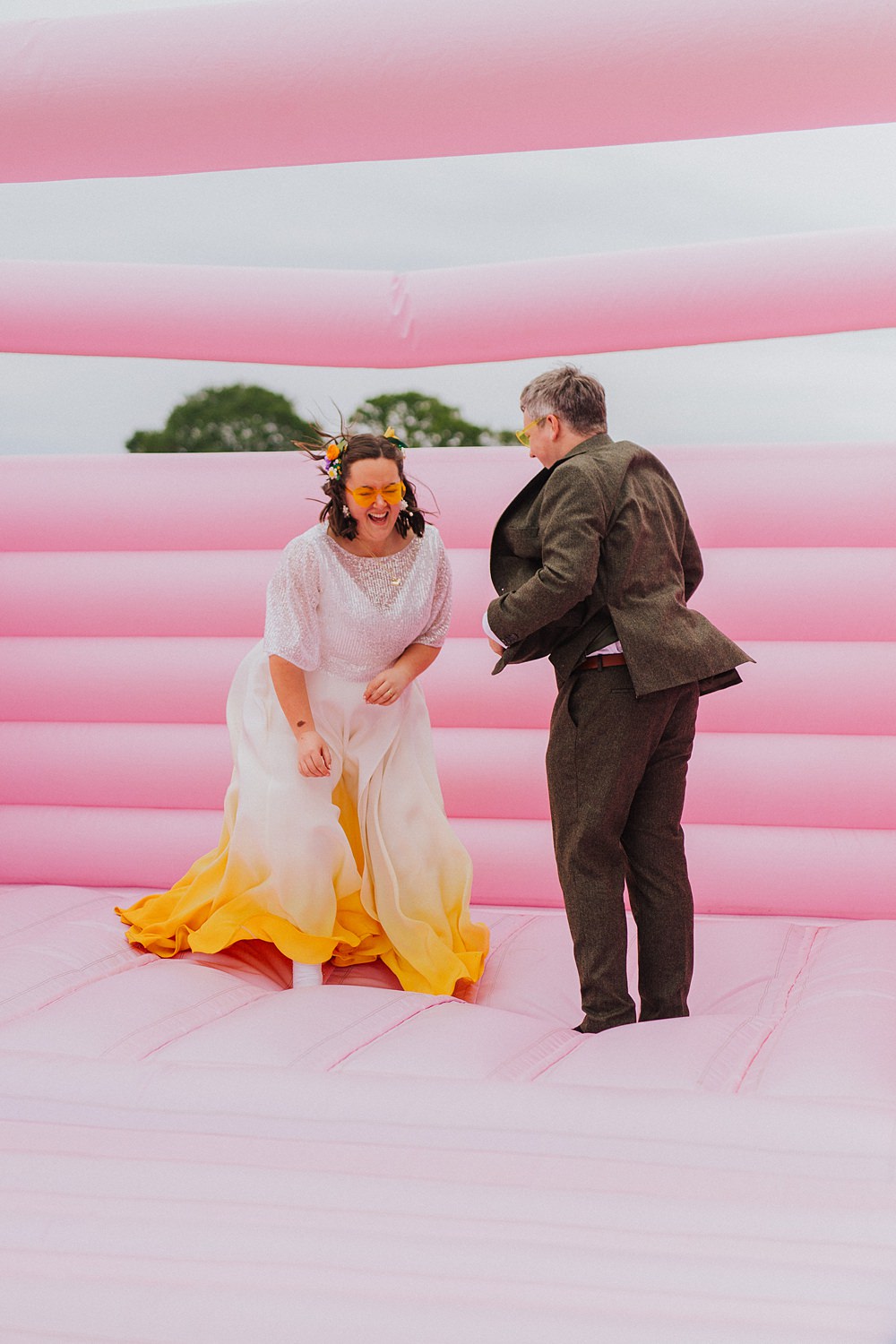 Colourful DIY Tipi Garden Wedding Lily North Photography Bouncy Castle
