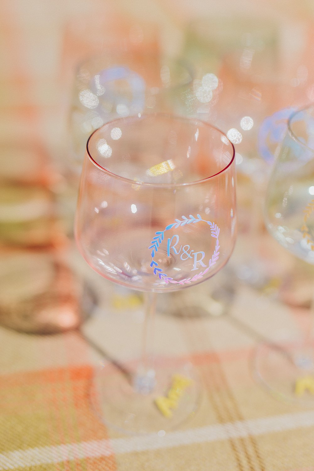 Colourful DIY Tipi Garden Wedding Lily North Photography Personalised Glasses Favour