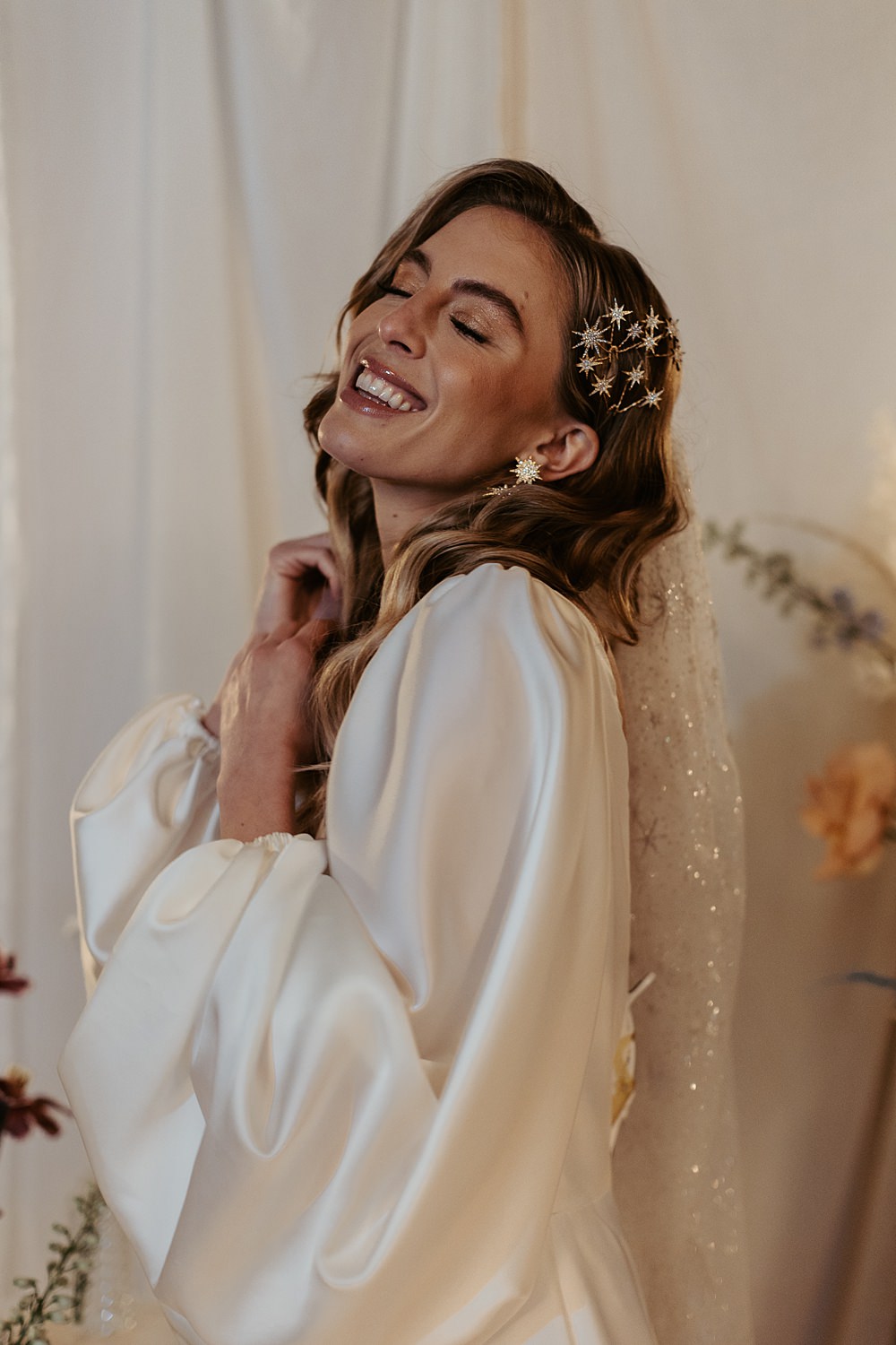 Cool Tone Celestial Wedding Ideas Hannah Richards Photography Star Hair Pins Hairstyle Bride