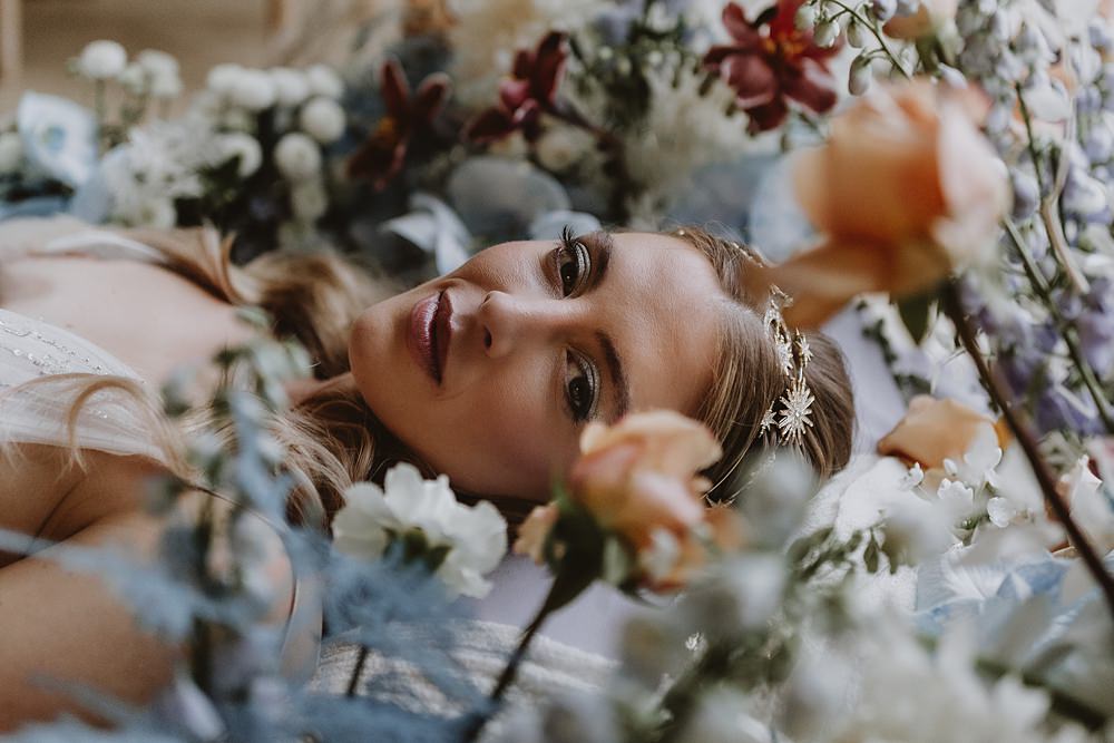 Cool Tone Celestial Wedding Ideas Hannah Richards Photography Bride Makeup Flowers