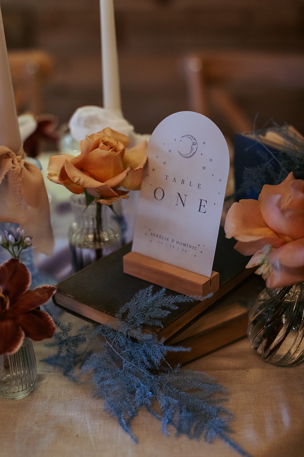 Cool Tone Celestial Wedding Ideas Hannah Richards Photography Moon Stars Table Name Number